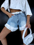 Denim shorts "WHITE FLOUNCE" PJ7893 - BLUE